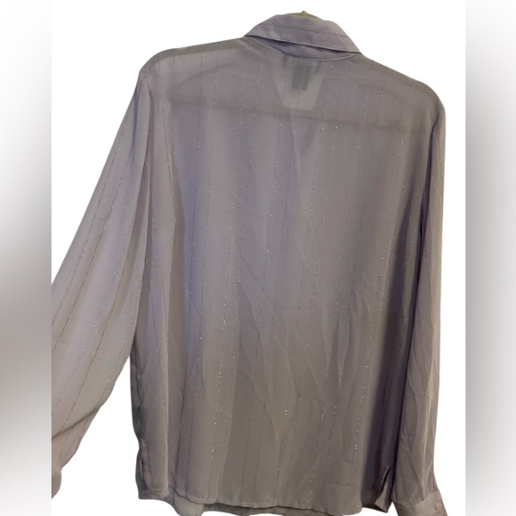 Jordan Blue Label Sheer Lavender Button-Up Blouse Long Sleeve - Picture 5 of 11